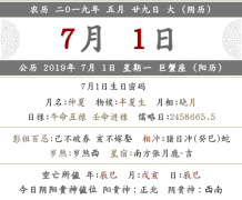 2019年农历（阴历）五月二十九是什么日子，是几月几号？
