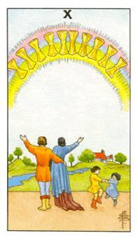 塔罗牌圣杯十正位事业含义，逆位什么意思？