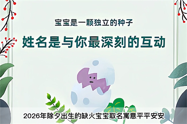 2026年除夕出生的缺火宝宝取名寓意平平安安