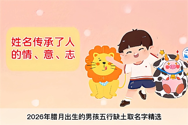 2026年腊月出生的男孩五行缺土取名字精选