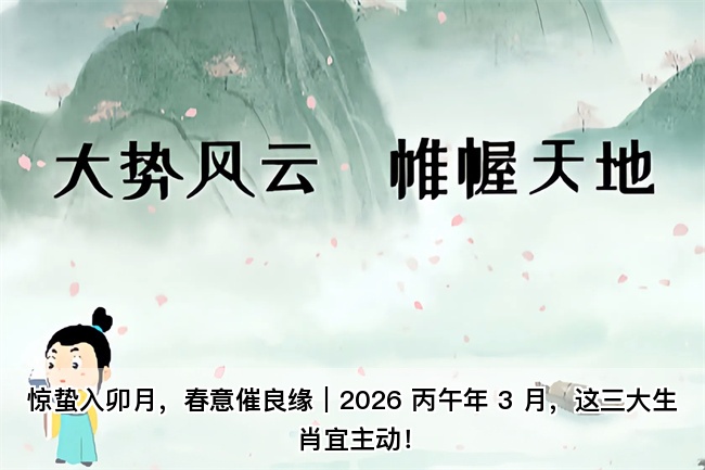 惊蛰入卯月，春意催良缘｜2026 丙午年 3 月，这三大生肖宜主动！算卦街真人在线算命