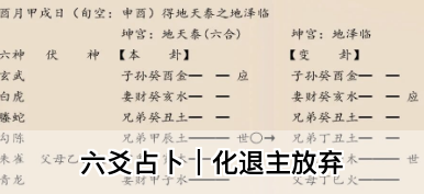 六爻占卜｜化退主放弃（乾坤网算命一