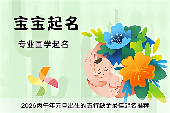 2026丙午年元旦出生的五行缺金最佳起名推荐