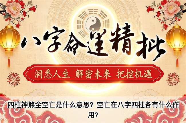 四柱神煞全空亡是什么意思？空亡在八字四柱各有什么作用？