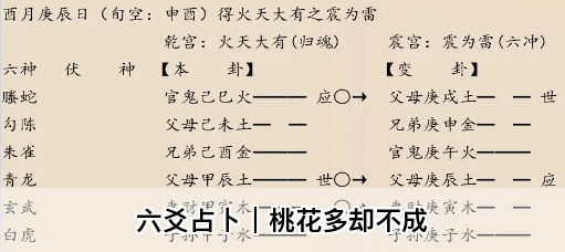 六爻占卜｜桃花多却不成（乾坤网算命