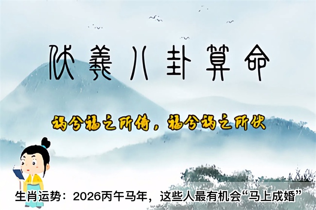 生肖运势：2026丙午马年，这些人最有机会“马上成婚”算卦街真人在线算命
