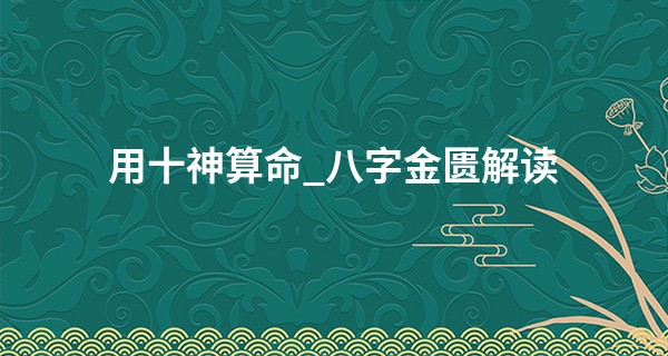 用十神算命_八字金匮解读