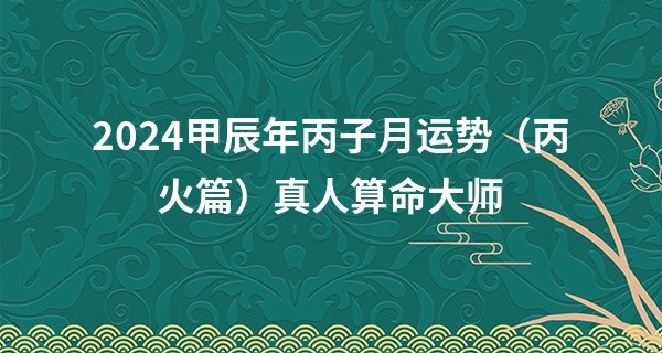 2024甲辰年丙子月运势(丙火篇)真人算命大师