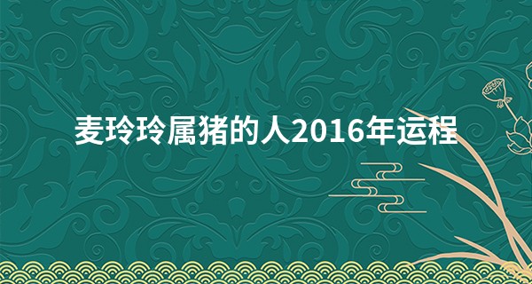 麦玲玲属猪的人2016年运程