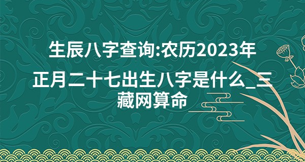 生辰八字查询:农历2023年正月二十七出生八字是什么_三藏网算命