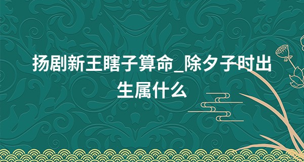 扬剧新王瞎子算命_除夕子时出生属什么 除夕出生的宝宝命运分析