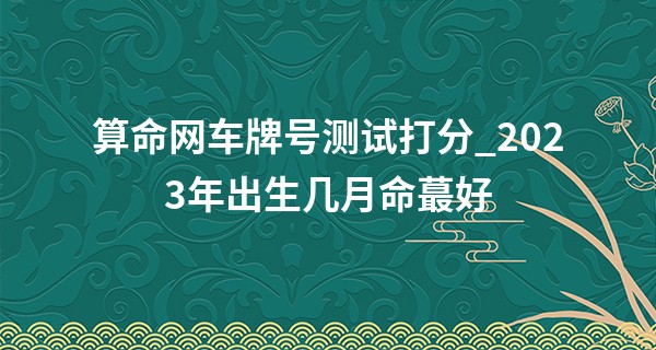 算命网车牌号测试打分_2023年出生几月命最好 农历几月出生带财