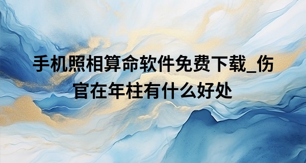手机照相算命软件免费下载_伤官在年柱有什么好处 伤官透在年干贵不可言