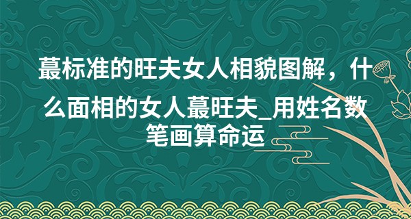 最标准的旺夫女人相貌图解，什么面相的女人最旺夫_用姓名数笔画算命运