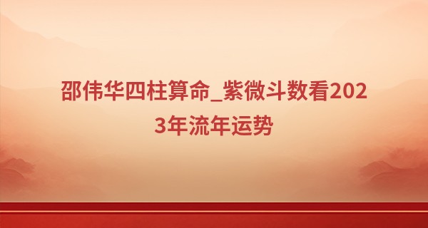 邵伟华四柱算命_紫微斗数看2023年流年运势 2023年四化星