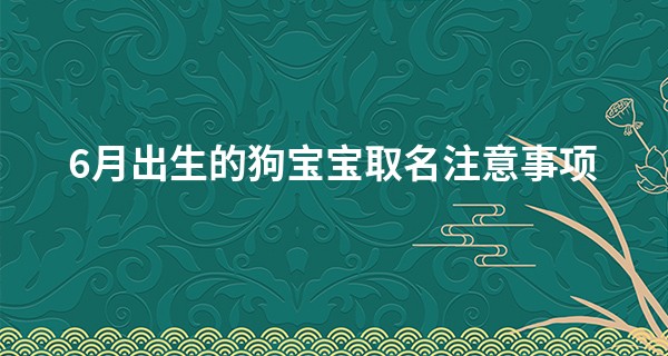6月出生的狗宝宝取名注意事项 关乎一辈子的运势_紫微星算命网