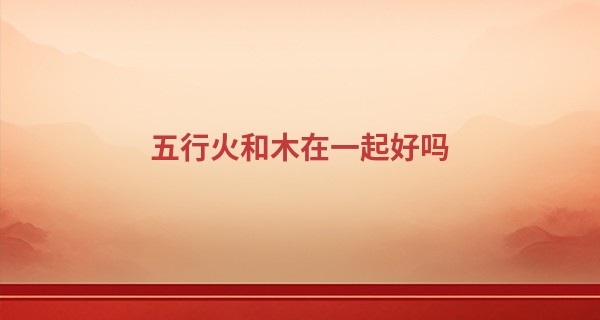 五行火和木在一起好吗