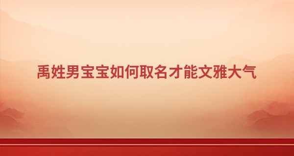 禹姓男宝宝如何取名才能文雅大气