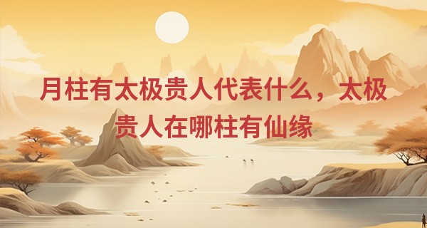 月柱有太极贵人代表什么,太极贵人在哪柱有仙缘