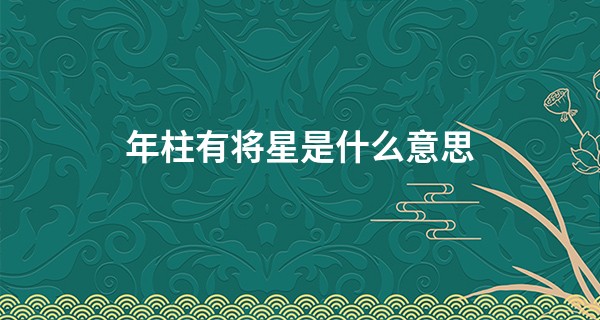 年柱有将星是什么意思, 将星女不是一般人