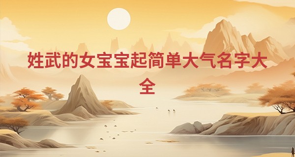 姓武的女宝宝起简单大气名字大全