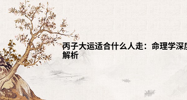 丙子大运适合什么人走：命理学深度解析