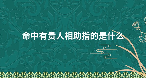 命中有贵人相助指的是什么,什么人命中有贵子相助?
