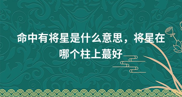 命中有将星是什么意思，将星在哪个柱上最好